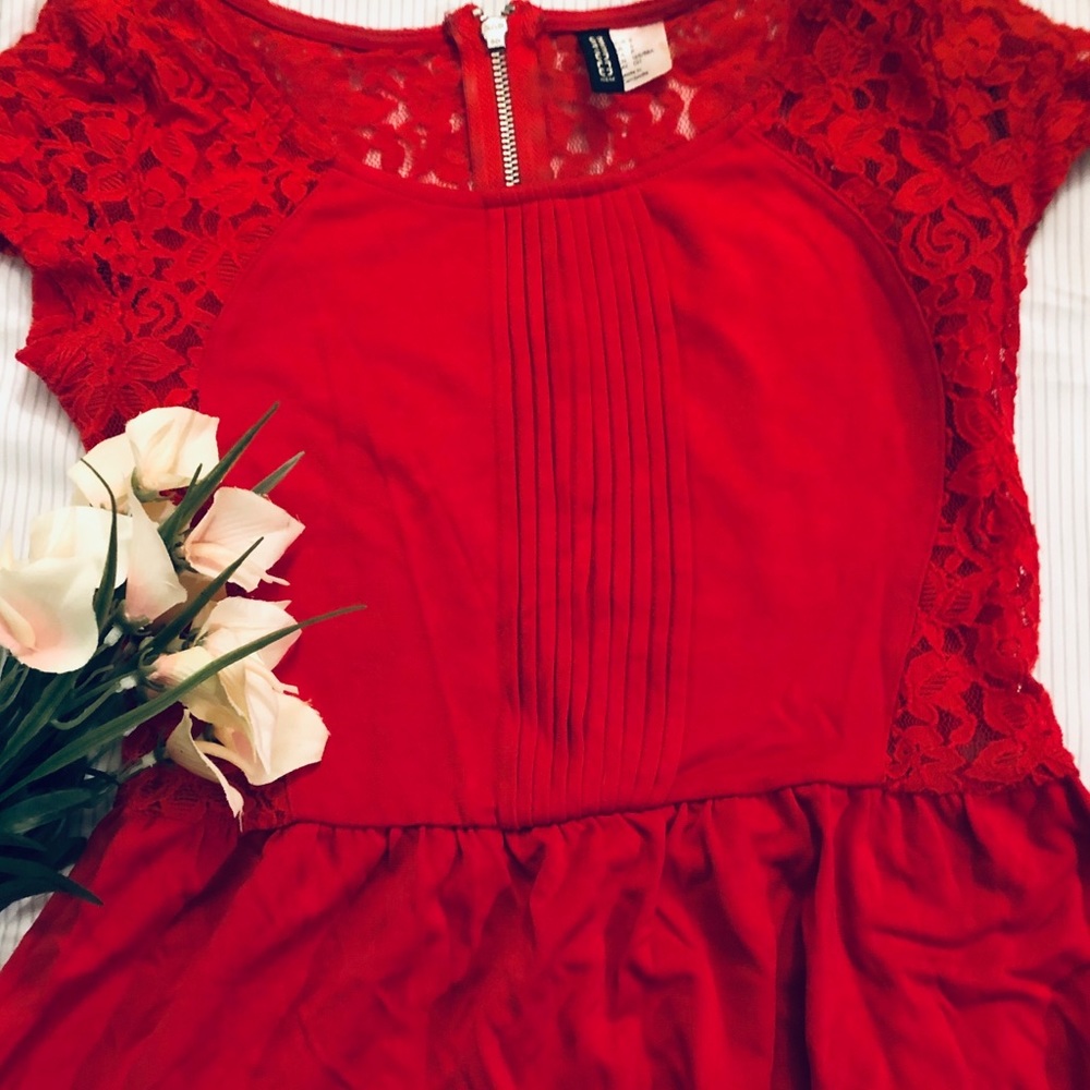 Red Lace Back Dress